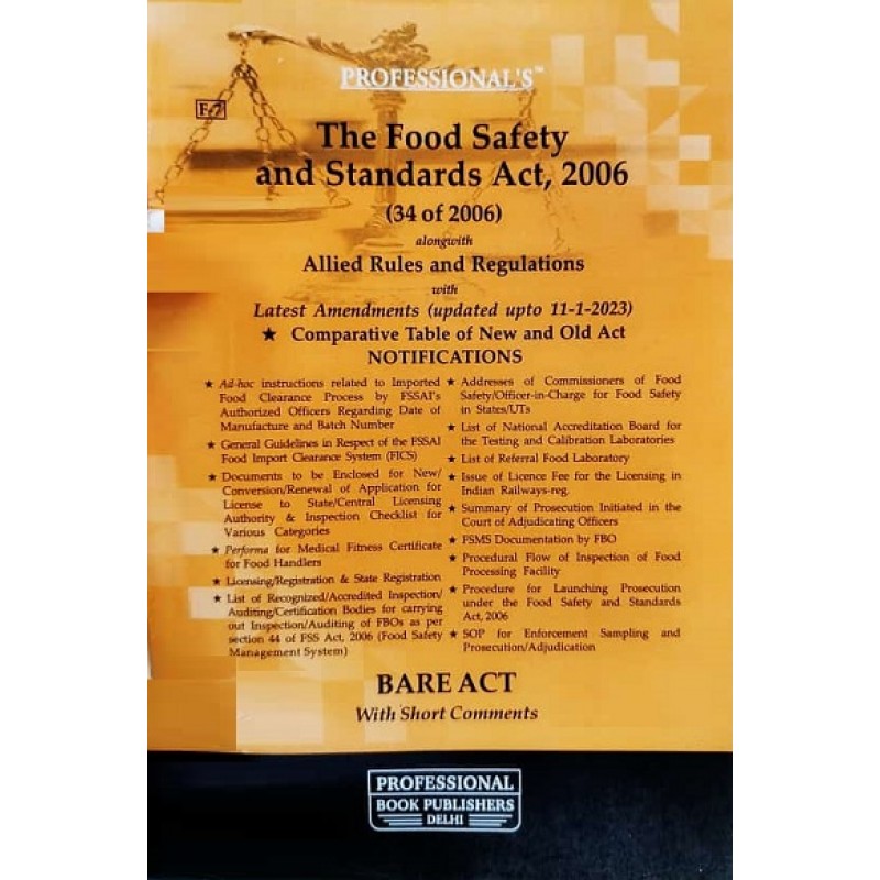 Professional's Food Safety and Standard Act, 2006 Alongwith Prevention